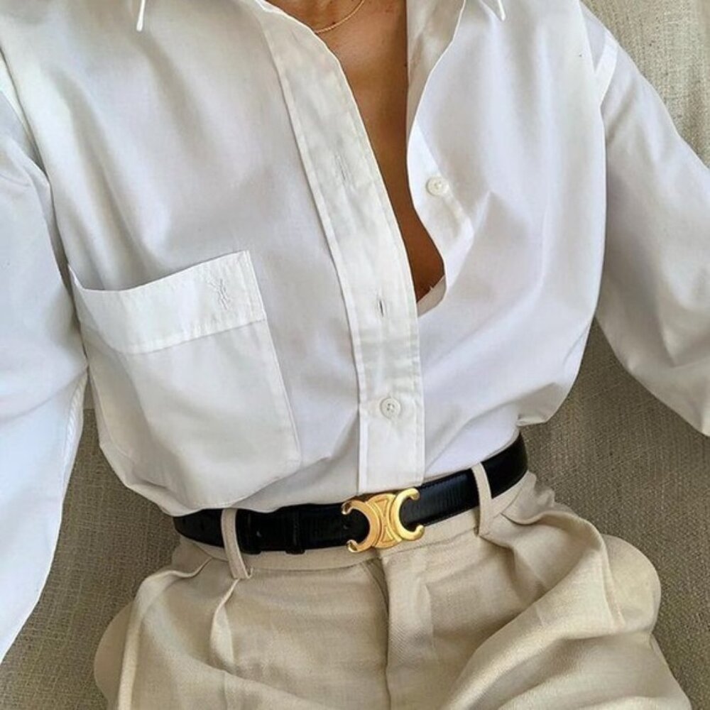 Celine Black Belt with Gold Buckle